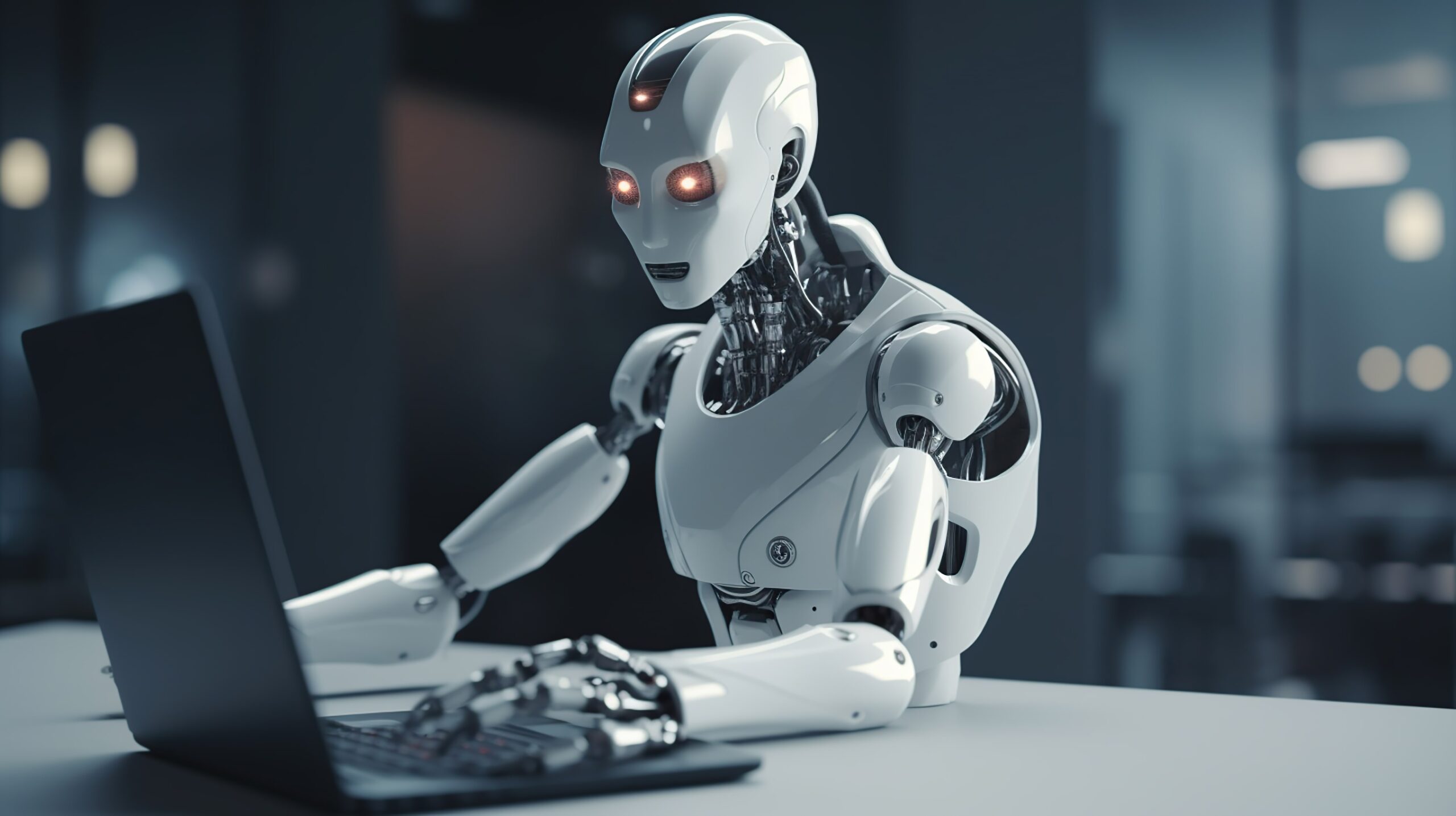 Robot writing a blog post